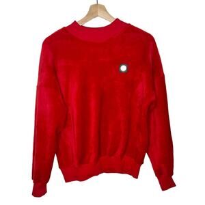 Milan Velvet Soft Red Crewneck Sweatshirt Medium To Large